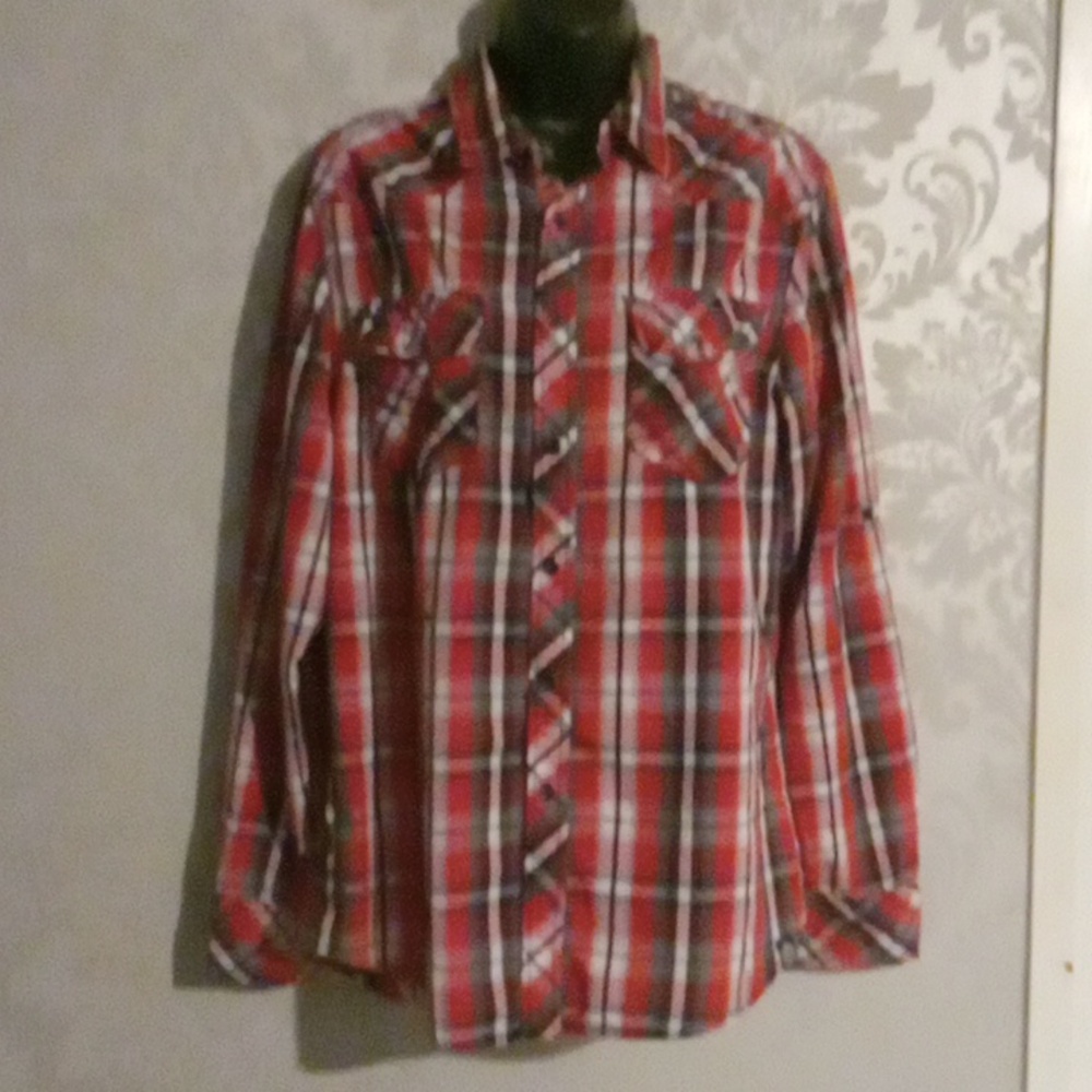 Women's Red Plaid Button Down Shirt